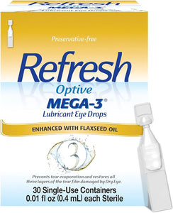 Refresh Optive Mega-3 Lubricant Eye Drops, Preservative-Free Vials